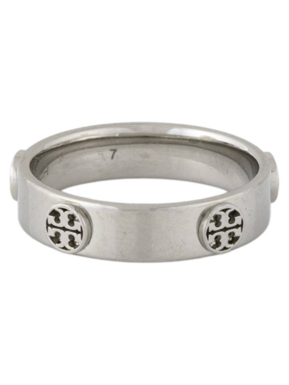 Tory Burch Silver Logo Accent Stackable Ring